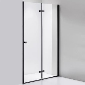 Stuxi Verona Black 80 cm széles csukló zuhanyajtó, 6 mm vízlepergető üveggel, fekete profillal