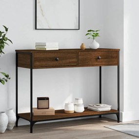 barna tölgyszínű szerelt fa tálalóasztal 100 x 34,5 x 75 cm