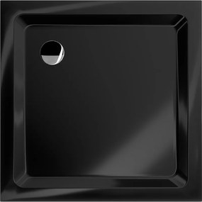 Mexen SLIM - Négyzet alakú zuhanytálca 80x80x5cm + króm szifon, fekete, 40708080