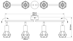 Globo 54802S-4AB - Spotlámpa XARA 4xE14/40W/230V
