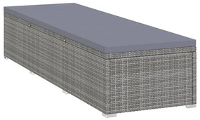 3 részes szürke polyrattan kerti napozóágy szett asztallal