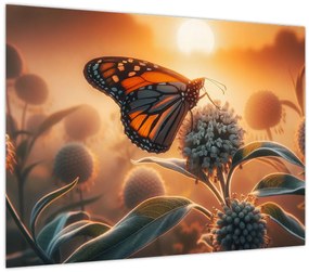 Kép – Pillangó a lenyugvó napban (70x50 cm)