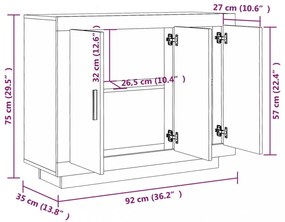 betonszürke szerelt fa tálalóasztal 92 x 35 x 75 cm