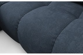 ALMADA kinyitható L-alakú kárpitozott sarokkanapé tárolóval, balos, kék