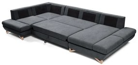 Kinyitható U-alakú kárpitozott sarokgarnitúra tárolóhellyel AVESTA — antracit