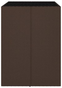 barna polyrattan kerti asztal üveglappal 105 x 80 x 110 cm
