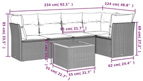 6 részes szürke polyrattan kerti ülőgarnitúra párnákkal