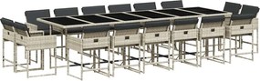 vidaXL 17 részes szürke polyrattan kerti étkezőgarnitúra párnákkal