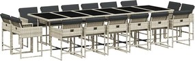 vidaXL 17 részes szürke polyrattan kerti étkezőgarnitúra párnákkal