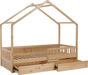 Montessori ágy, 90x200, természetes, tömör, BIANKA