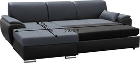 Ülőgarnitúra, fekete/sötét szürke, balos, EMILY