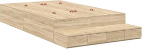 vidaXL Ágykeret tárolóval fiókkal Sonoma tölgy 120 cm Faanyag