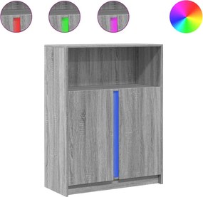 vidaXL szürke sonoma szerelt fa tálalószekrény LED-del 77x34x100 cm
