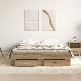 fiókos ágykeret Műanyag tölgy Szerelt fa 160 x 200 cm Tárolás