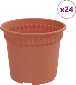 vidaXL Kerek Virágcserép 24 pcs Tégla Vörös Ø 12,5 x 10 cm Műanyag