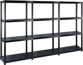 vidaXL fekete műanyag 4 szintes tárolópolc 183 x 30,5 x 130 cm