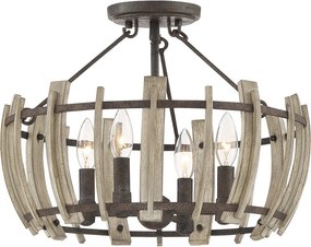 ELSTEAD QZ-WOOD-HOLLOW-SF WOODHILL Loft Mennyezeti LĂĄmpa Fekete, Falusias E14 IP20