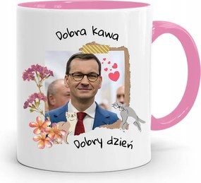 Rózsaszín Politikai Bögre Mateusz Morawiecki Miniszterelnök fényképes nyomtatással