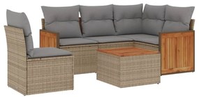 vidaXL 6 részes bézs polyrattan kerti ülőgarnitúra párnával