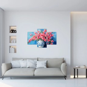 Kép - Váza rózsaszín virágokkal (90x60 cm)