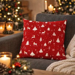 Párna karácsonyi motívummal, 45 x 45 cm, piros