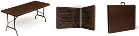 Összecsukható barna műanyag kerti asztal