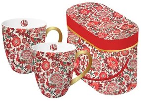 Porcelánbögre 2db-os 0,35l dobozban Pavone rosso,Tassotti design
