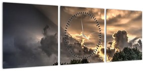 A felhők és az erdő képe (órával) (90x30 cm)