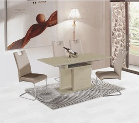 nyitható étkezőasztal, capuccino extra magasfényű, 120-160x80 cm, VIRAT
