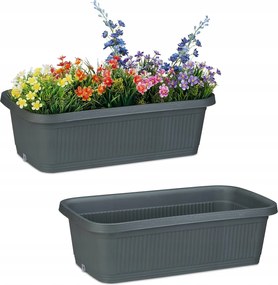 Virágtartó műanyag szürke Relaxdays 58 cm x 32,5 x 18 cm