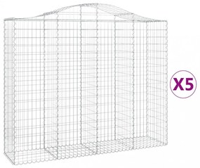 vidaXL 5 db íves horganyzott vas gabion kosár 200x50x160/180 cm