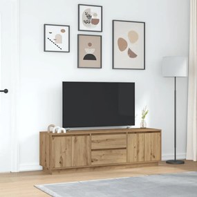 kézműves tölgy színű TV-szekrény LED-lámpákkal 160,5x41x50 cm