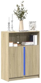 sonoma tölgy szerelt fa tálalószekrény LED-del 77 x 34 x 100 cm