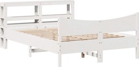 vidaXL fehér tömör fenyőfa ágykeret fejtámlával 160 x 200 cm
