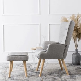 Füles Fotel Lábtartóval Szürke Színben. LOZANO 2