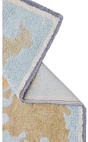 Kék-bézs mosható kézi szövésű pamut gyerek játszószőnyeg 70x100 cm Mini Worldmap – Lorena Canals