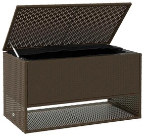 Barna polyrattan kültéri párna doboz 100x55x55,5 cm