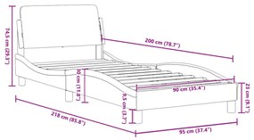 fekete és fehér műbőr ágykeret fejtámlával 90 x 200 cm