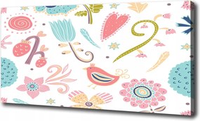 Vászonkép Virágok és madarak 100x70 cm