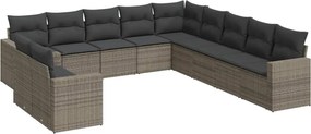vidaXL 11 részes szürke polyrattan kerti ülőgarnitúra párnákkal