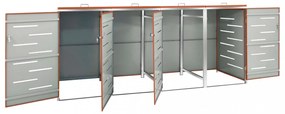 acéltároló négy gurítható szemeteskukához 276,5x77,5x112,5 cm