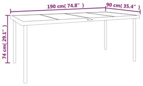 9 részes fekete acél és textilén kerti étkezőgarnitúra