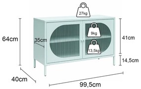 Világoskék fém tálalószekrény 100x64x40 cm Luna – Støraa