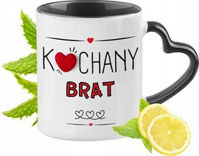 Testvérnek Fekete Bögre Szív Alakú Füllel Ajándék Nyomtatott