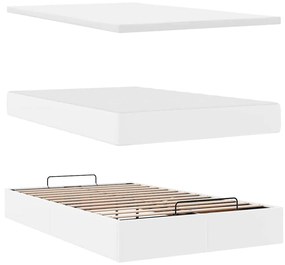 Ottomán ágykeret matraccal Fehér 120x200cm műbőrrel