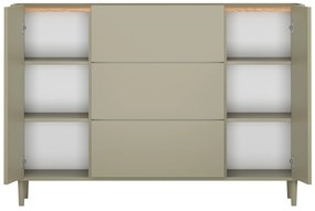 Elivo komód 150 cm fiókokkal, fém lábakon - eukaliptusz / baltic dune tölgy