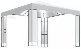 fehér dupla tetős pavilon LED fényfüzérrel 3 x 3 m