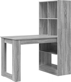 vidaXL Asztal polcokkal Szürke Sonoma 122 x 67 x 145 cm Faanyag