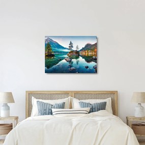 Kép - Lake Hintersee, Bajor - Alpok, Ausztria (üvegen) (70x50 cm)