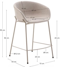Bézs bárszék (ülésmagasság 65 cm) Yvette – Kave Home